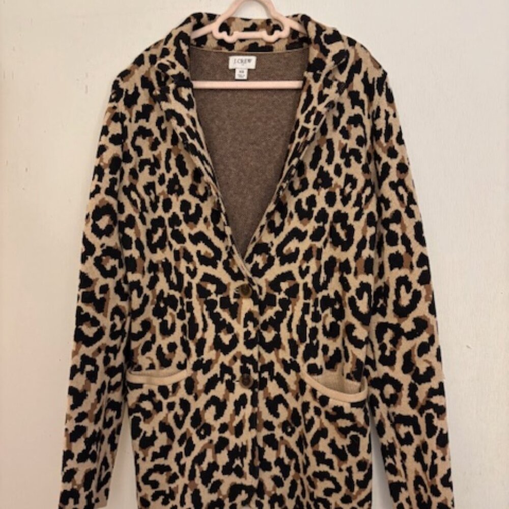 J. Crew Open Front Sophie Leopard Print Blazer, Sz XS